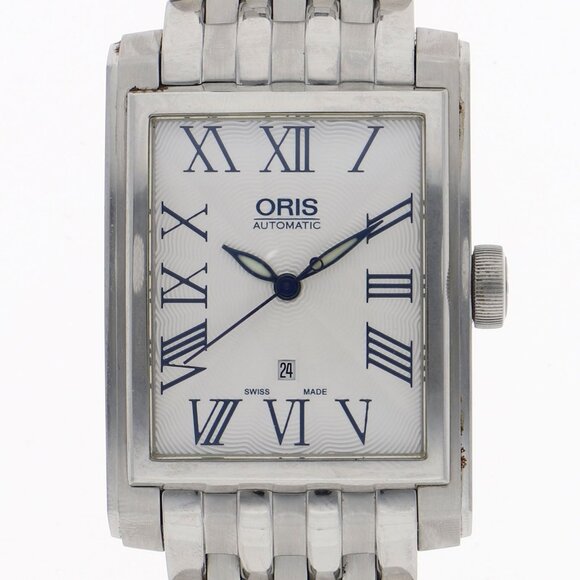 WATCH ORIS 32-47341 Rectangular Date Silver SS AT - Picture 1 of 9